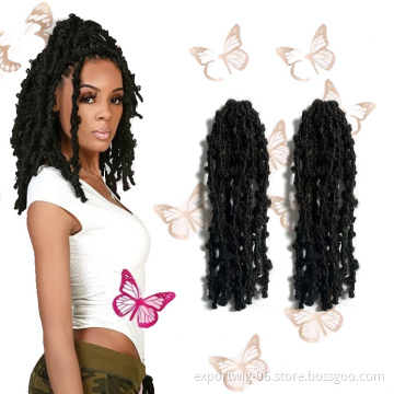 Butterfly Locs Crochet Hair Pre Looped Butterfly Faux Locs Braiding Hair Extensions Synthetic Fiber Water Passion Twist Hair